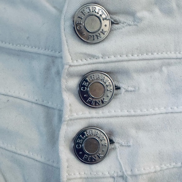 Celebrity Pink Women’s White Button-Up Jean Shorts - Picture 3 of 6